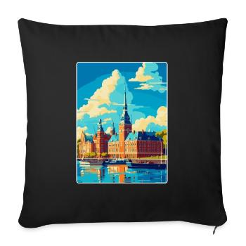Helsingborg Sweden Vintage Travel Poster Souvenir - Sofa pillowcase 17,3'' x 17,3'' (45 x 45 cm) - black - Front
