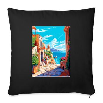 Rhodes Grèce Vintage Voyage Poster WPA Souvenir - Housse de coussin décorative 45 x 45 cm - noir - Devant