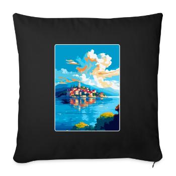 Île de Ciovo Croatie Affiche de voyage vintage WPA Art - Housse de coussin décorative 45 x 45 cm - noir - Devant