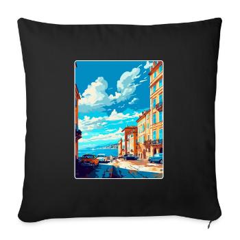 Trieste Italie Affiche de voyage vintage WPA Souvenir - Housse de coussin décorative 45 x 45 cm - noir - Devant