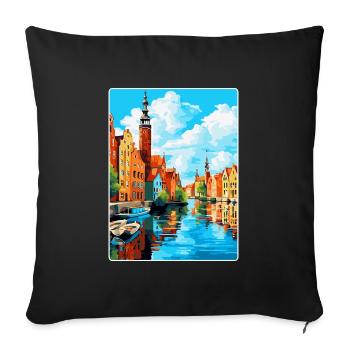 Danzig Polen Vintage Reiseposter WPA Souvenir - Sofakissenbezug 45 x 45 cm - Schwarz - Vorne