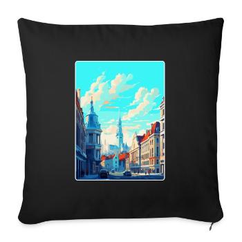 Brussels Belgium Vintage Travel Poster Souvenir - Sofa pillowcase 17,3'' x 17,3'' (45 x 45 cm) - black - Front