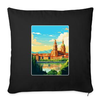 Salamanque Espagne Affiche de voyage vintage Souvenir WPA - Housse de coussin décorative 45 x 45 cm - noir - Devant