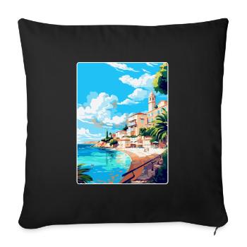 Estoril Portugal Affiche de voyage vintage souvenir - Housse de coussin décorative 45 x 45 cm - noir - Devant