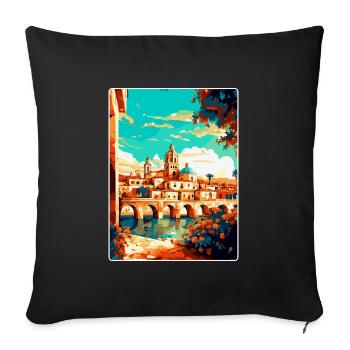 Cordoue Espagne Affiche de voyage vintage WPA Souvenir - Housse de coussin décorative 45 x 45 cm - noir - Devant