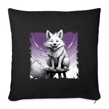 Fox comic, laughing, sitting on stool | Poster - Sofa pillowcase 17,3'' x 17,3'' (45 x 45 cm) - black - Front