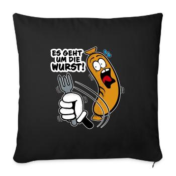 Es geht um die Wurst - Sofakissenbezug 45 x 45 cm - Schwarz - Vorne