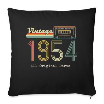 1954 Original 1954 Vintage Vintage rétro anniversa - Housse de coussin décorative 45 x 45 cm - noir - Devant