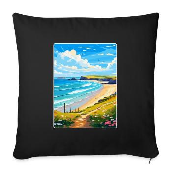 Daymer Bay Cornwall England Uk Travel Poster WPA - Sofa pillowcase 17,3'' x 17,3'' (45 x 45 cm) - black - Front