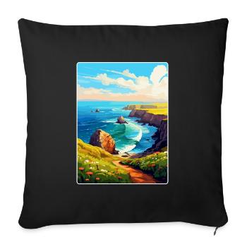 Lands End Cornwall England Uk Travel Poster WPA - Sofa pillowcase 17,3'' x 17,3'' (45 x 45 cm) - black - Front