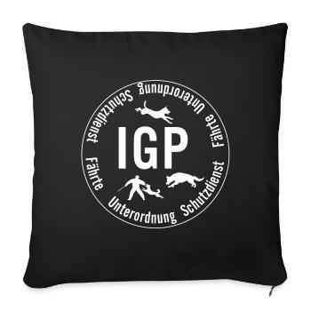 IGP Hundesport - rund, weiss - Sofakissenbezug 45 x 45 cm - Schwarz - Vorne