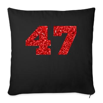 Number 47 Red Glitter - 47th Anniversary - Sofa pillowcase 17,3'' x 17,3'' (45 x 45 cm) - black - Front
