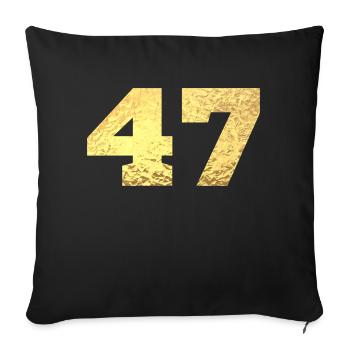 Number 47 Gold Glitter - 47th Anniversary - Sofa pillowcase 17,3'' x 17,3'' (45 x 45 cm) - black - Front