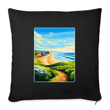Rhossili Bay Swansea Travel Poster Souvenir WPA - Sofa pillowcase 17,3'' x 17,3'' (45 x 45 cm) - black - Front