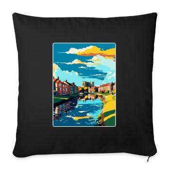 Newark On Trent England Uk Travel Poster Souvenir - Sofa pillowcase 17,3'' x 17,3'' (45 x 45 cm) - black - Front