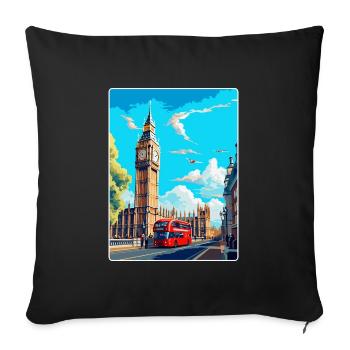Big Ben London England Uk Travel Poster Souvenir - Sofa pillowcase 17,3'' x 17,3'' (45 x 45 cm) - black - Front