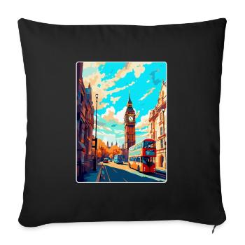 London England Uk Vintage Reise Poster Souvenir - Sofakissenbezug 45 x 45 cm - Schwarz - Vorne
