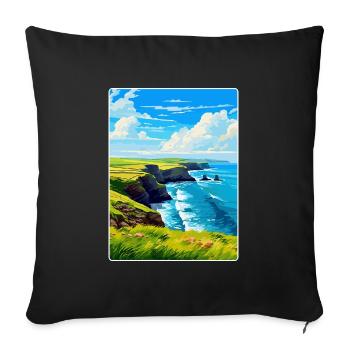 Lizard Peninsula Cornwall England Uk Travel Poster - Sofa pillowcase 17,3'' x 17,3'' (45 x 45 cm) - black - Front