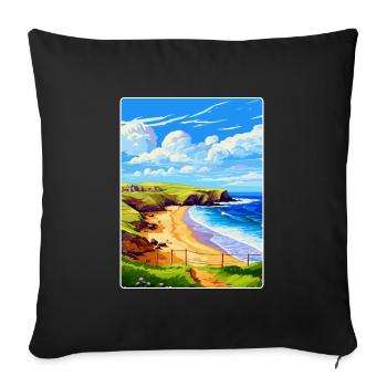 Holywell Bay Cornwall England Uk Travel Poster WPA - Sofa pillowcase 17,3'' x 17,3'' (45 x 45 cm) - black - Front