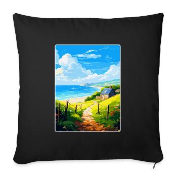 Lamorna Cornwall England Uk Travel Poster Souvenir - Sofa pillowcase 17,3'' x 17,3'' (45 x 45 cm) - black - Front