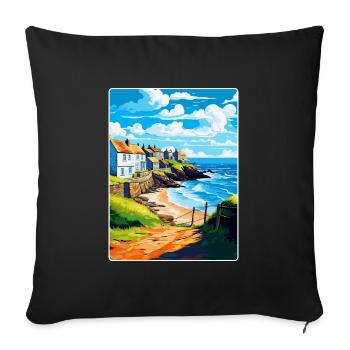 Gorran Haven England Uk Travel Poster Souvenir WPA - Sofa pillowcase 17,3'' x 17,3'' (45 x 45 cm) - black - Front