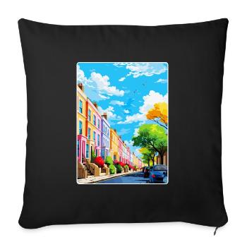Notting Hill London England Uk Travel Poster WPA - Sofa pillowcase 17,3'' x 17,3'' (45 x 45 cm) - black - Front