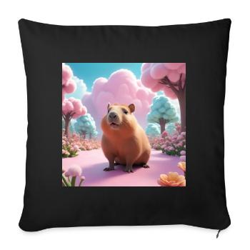 Capybara in the Magic Garden - Sofa pillowcase 17,3'' x 17,3'' (45 x 45 cm) - black - Front
