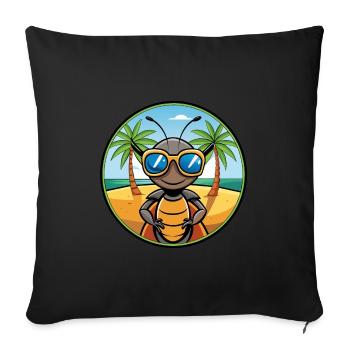 Ameise lustige Cartoon Sommer Strand Sonnenbrille Aufkleber - Sofakissenbezug 45 x 45 cm - Schwarz - Vorne
