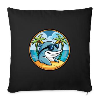 Delfin Lustige Cartoon Sommer Strand Sonnenbrille Cool - Sofakissenbezug 45 x 45 cm - Schwarz - Vorne