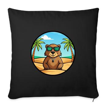 Groundhog Funny Cartoon Summer Beach Sunglasses - Sofa pillowcase 17,3'' x 17,3'' (45 x 45 cm) - black - Front