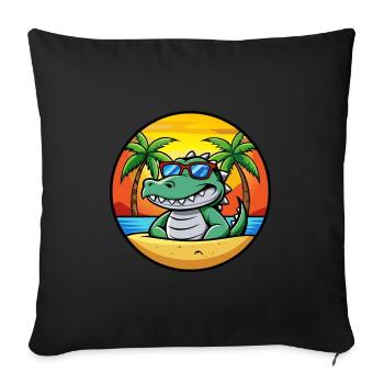 Crocodile Funny Cartoon Summer Beach Sunglasses - Sofa pillowcase 17,3'' x 17,3'' (45 x 45 cm) - black - Front