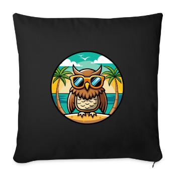 Eule Lustige Cartoon Sommer Strand Sonnenbrille Aufkleber - Sofakissenbezug 45 x 45 cm - Schwarz - Vorne