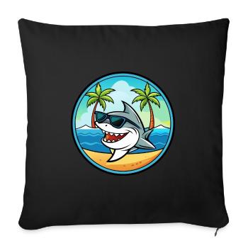 Requin Drôle Dessin Animé Plage D’été Lunettes De Soleil Cool - Housse de coussin décorative 45 x 45 cm - noir - Devant