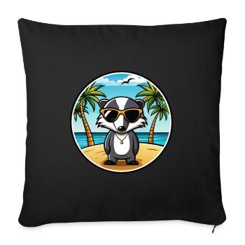 Badger Funny Cartoon Summer Beach Sunglasses Cool - Sofa pillowcase 17,3'' x 17,3'' (45 x 45 cm) - black - Front