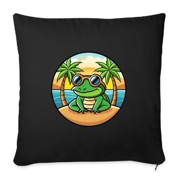 Frog Funny Cartoon Summer Beach Sunglasses Sticker - Sofa pillowcase 17,3'' x 17,3'' (45 x 45 cm) - black - Front