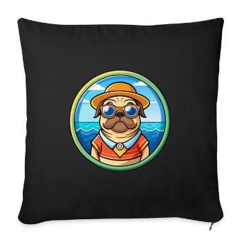 Pug Dog Funny Cartoon Summer Beach Sunglasses Cool - Sofa pillowcase 17,3'' x 17,3'' (45 x 45 cm) - black - Front
