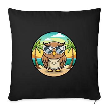 Eule Lustige Cartoon Sommer Strand Sonnenbrille Aufkleber - Sofakissenbezug 45 x 45 cm - Schwarz - Vorne