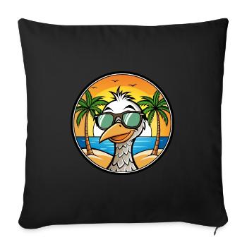 Straußen, Lustig, Cartoon, Sommer, Strand, Sonnenbrille, Cool - Sofakissenbezug 45 x 45 cm - Schwarz - Vorne