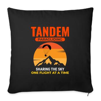 Tandem Paragliding Pilot Paraglider Adventures - Sofa pillowcase 17,3'' x 17,3'' (45 x 45 cm) - black - Front