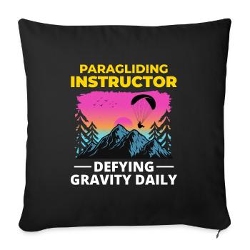 Parapente Pilote Parapente Instructeur Montagne - Housse de coussin décorative 45 x 45 cm - noir - Devant
