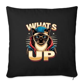 Siamese Cat Whats Up Design - Sofa pillowcase 17,3'' x 17,3'' (45 x 45 cm) - black - Front