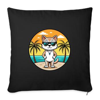 Burmilla Cat Breed Cartoon Sunglasses Beach - Sofa pillowcase 17,3'' x 17,3'' (45 x 45 cm) - black - Front
