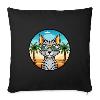 Arabian Egyptian Mau Cat Breed Cartoon Sunglasses - Sofa pillowcase 17,3'' x 17,3'' (45 x 45 cm) - black - Front