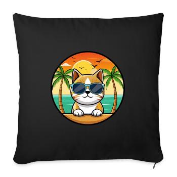 Burmesische Katzenrasse Cartoon Sonnenbrille Strand - Sofakissenbezug 45 x 45 cm - Schwarz - Vorne