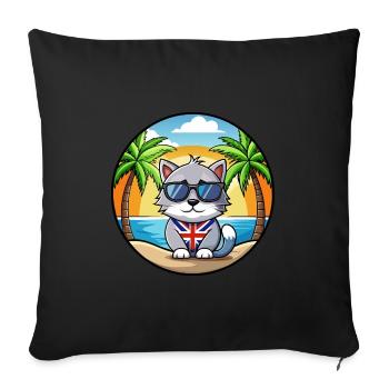 British Silver Cat Breed Cartoon Sunglasses Beach - Sofa pillowcase 17,3'' x 17,3'' (45 x 45 cm) - black - Front