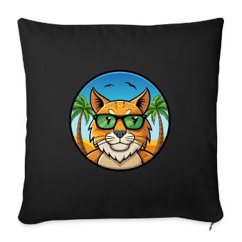 Eurasian Lynx Cat Breed Cartoon Sunglasses Beach - Sofa pillowcase 17,3'' x 17,3'' (45 x 45 cm) - black - Front