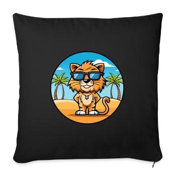 Liger Hybrid Löwe Tiger Katzenrasse Cartoon Strand - Sofakissenbezug 45 x 45 cm - Schwarz - Vorne