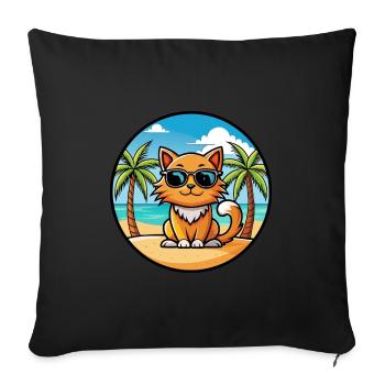 Ginger Longhair Cat Breed Cartoon Sunglasses Beach - Sofa pillowcase 17,3'' x 17,3'' (45 x 45 cm) - black - Front