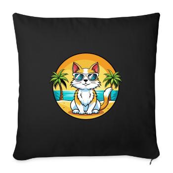 Turkish Van Cat Breed Cartoon Sunglasses Beach - Sofa pillowcase 17,3'' x 17,3'' (45 x 45 cm) - black - Front