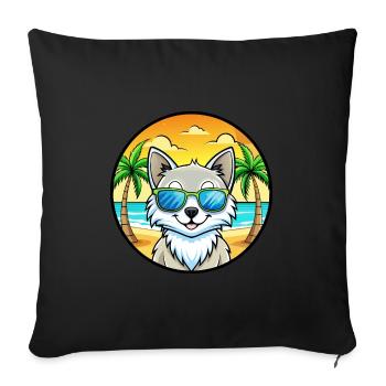 Turkish Angora Cat Breed Cartoon Sunglasses Beach - Sofa pillowcase 17,3'' x 17,3'' (45 x 45 cm) - black - Front